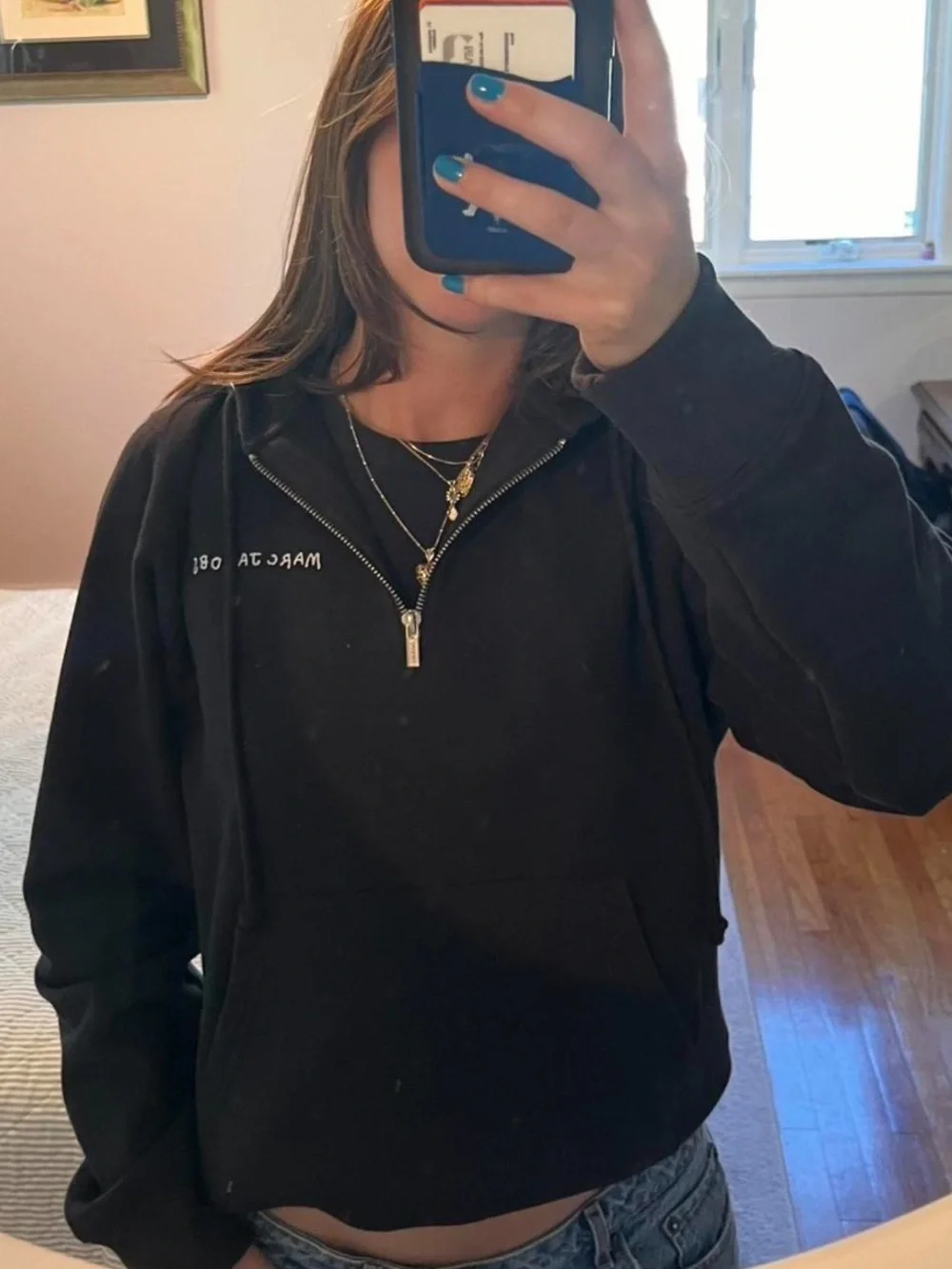 HEAVEN BY MARC JACOBS black quarter zip bunnie hoodie. - Picture 4 of 4